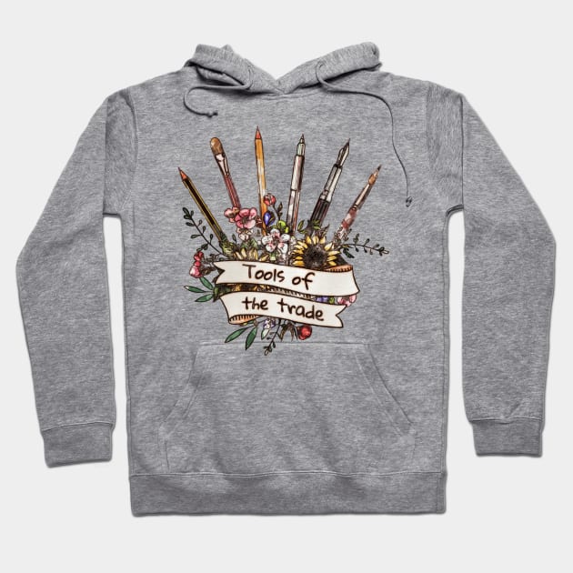 Tools of trade for artist, drawing, painting, writer and poet, watercolor Hoodie by Collagedream